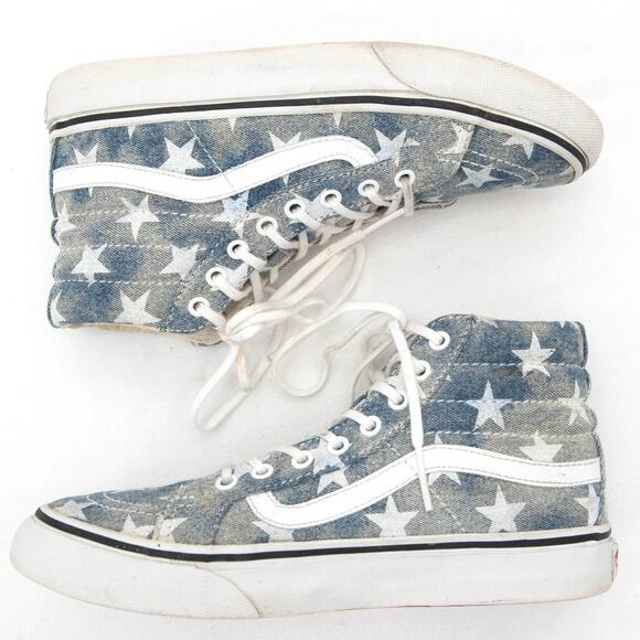 Vans SK8-Hi Tapered Denim Destroy Star Print Sneaker Size Women's 5.5 Men's 4 - Picture 5 of 10